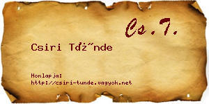 Csiri Tünde névjegykártya